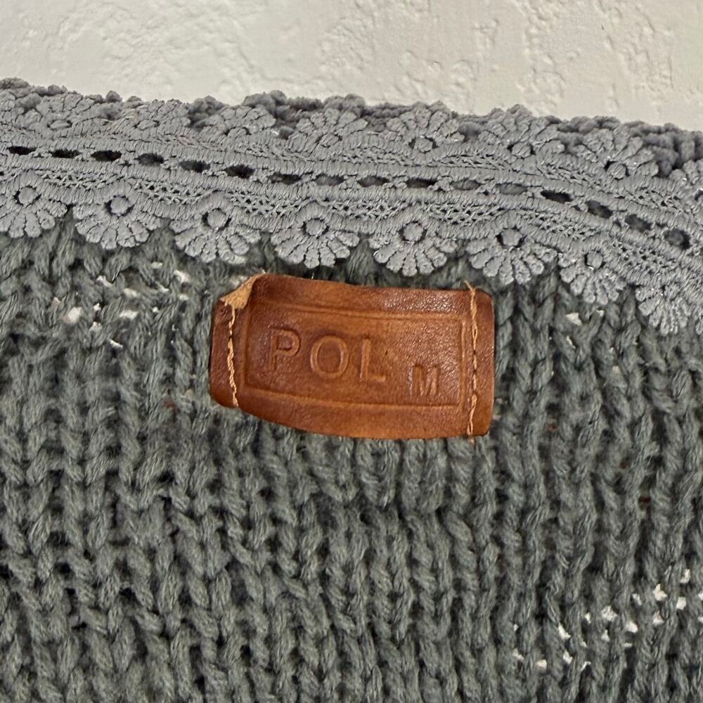 POL Textured Open Knit Balloon Sleeve Pullover Sweater Oversized Chunky Medium - Picture 3 of 4